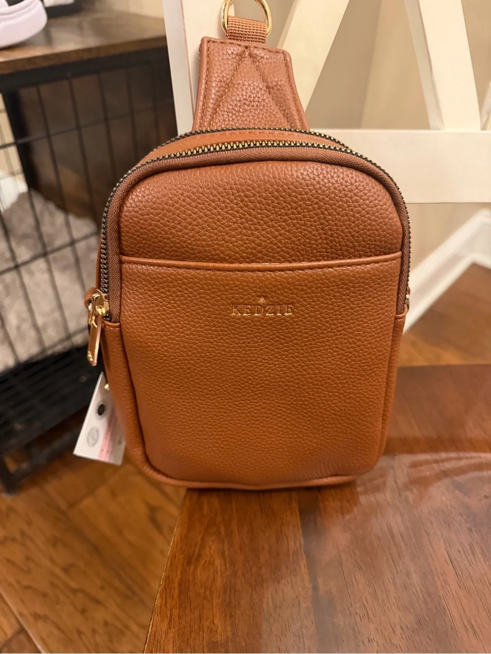 Kedzie Tan Pebbled Leather Crossbody Pouch